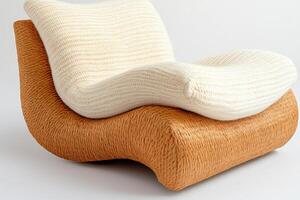 Eco-friendly chair blending woven straw and soft wool textures in a modern design suitable for contemporary interiors photo