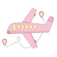 Pink Airplane Illustration - Cute Travel and Flight vector
