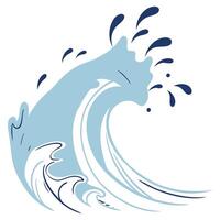 A wave with a blue wave and a splash of water vector