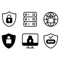 Minimal Web Protection Icons. vector