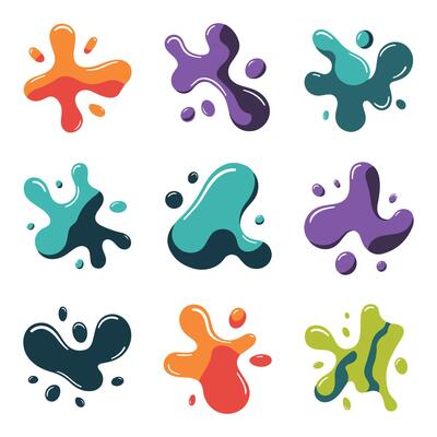 Flat Liquid Splash Icons.