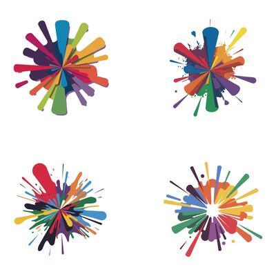 Flat Design Color Bursts on White.