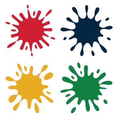 Colorful Brush Stroke Splashes on White.