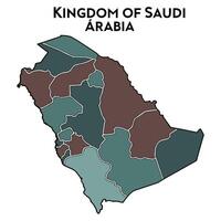 Solid Color Saudi Map on White. vector