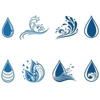 Water drops and waves icons set vector