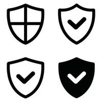Minimal Shield Security Icons. vector