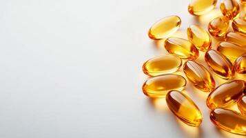 Fish oil capsules on white background photo