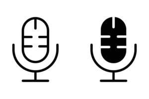 Microphone icon set, linear style icon. Represents a microphone for recording or speaking. Editable stroke width. vector