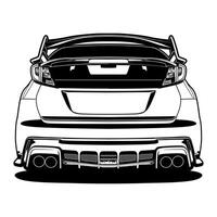Black and white rear view Japanese hatchback vector