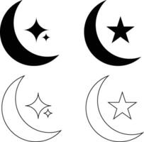 Elegant Crescent Moon Icon Set Minimalist and Mystical Lunar Designs vector