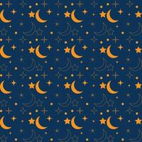 Seamless pattern with cartoon stars and moon vector