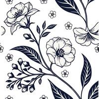 Elegant Dark Blue Floral Seamless Pattern Background Design Perfect for Textile Print vector