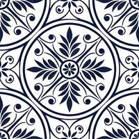 Elegant Blue and White Floral Pattern Seamless Tile Design Background vector