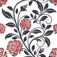 Elegant Red Roses and Dark Vines Seamless Pattern Design for Fabric and Wallpaper vector