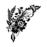 Red floral design with decorative swirls on a white background vector