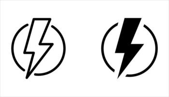 lightning icon set on white. vector