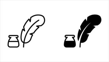 feather pen icon set on white. background vector