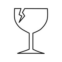 Broken wine glass on white background. vector