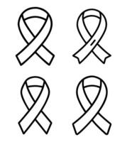 A collection of awareness ribbons in illustration representing different causes such as cancer, HIV, and breast health, designed as icons for support and charity vector