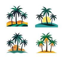 Palm tree icon set. Flat illustration of palm tree icons for web design. illustration of palm trees on the beach with a tropical paradise vibe vector