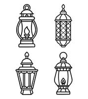Vintage golden birdcage with an empty space, Lantern icon set. Outline set of lantern icons for web design isolated on white background vector