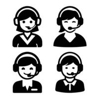 Set of People Icons in Various Styles and Professions, Call center icon illustration vector