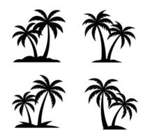 Set of palm trees, collection of Palm tree silhouettes isolated on white background. illustration. vector
