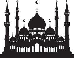 A simple yet beautiful mosque silhouette against a clear sky background, perfect for logos and graphics. vector