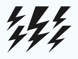 Minimalist Lightning Bolt Icons Black and White Set vector