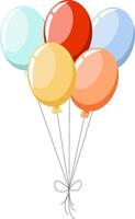 A bouquet of helium balloons, flying balloons isolated on a white background. vector