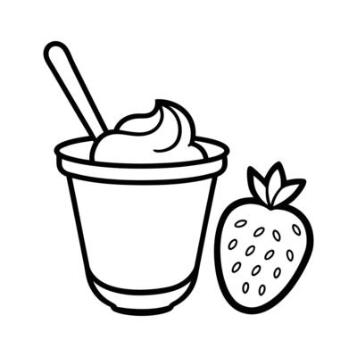 sample line artYummy Strawberry Yogurt Parfait Coloring Page