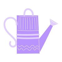 Flat Style Illustration of a Lavender Watering Can with Geometric Design on a White Background vector