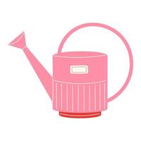 Flat Style Illustration of a Pink Watering Can with Geometric Design on a White Background vector