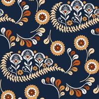 Flower And Leaf Abstract Pattern Geometry Floral Pattern Ornate Floral Ethnic Seamless For Textile. vector