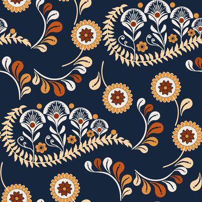 Flower And Leaf Abstract Pattern Geometry Floral Pattern Ornate Floral Ethnic Seamless For Textile.