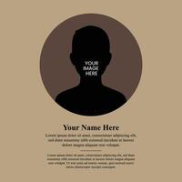A man's face is shown in a circle on a brown background vector