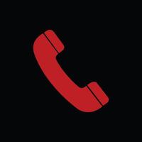A red phone icon on a black background vector