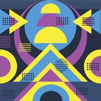 colorful bauhaus triangles and circles background element vector