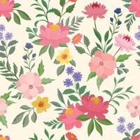 A seamless pattern featuring an elegant arrangement of colorful peonies and wild flowers, leaves, natural botanical design vector