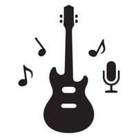Guitar, microphone and musical notes vector