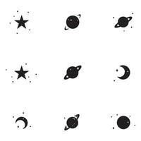 seamless pattern for children's design featuring black planets and stars in the Scandinavian style vector