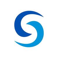 Letter s blue circle rotation simple logo. vector