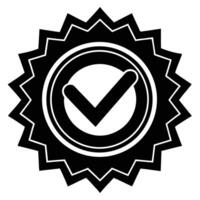A black and white check mark on a star vector