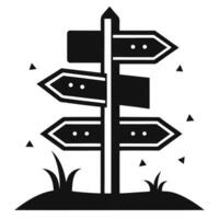 A black and white signpost with arrows pointing in different directions vector