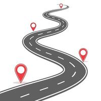 A road with pinpoints on it and a map pointer vector