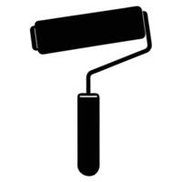 A black and white silhouette of a paint roller vector