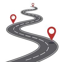 A road with pinpoints on it and a map marker vector