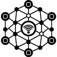 A black and white image of a wifi network vector