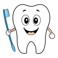 A tooth with a toothbrush and a smile vector