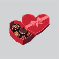 Heart Shape Valentine Chocolate Icon pixelated for the pixel art game and icon for website and game. old school retro. vector